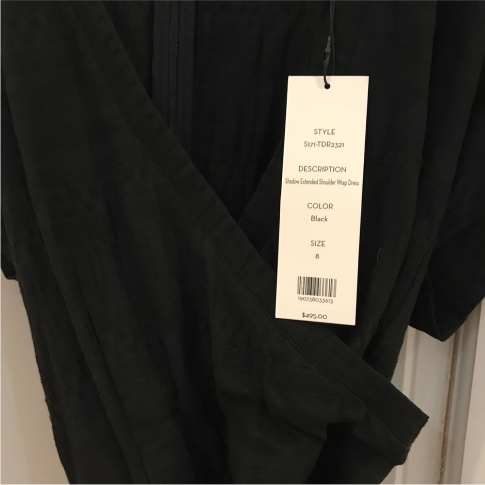 Veronica Beard Shadow Extended Shoulder Shirred Ruffle Wrap Minidress Black Sz 6 - Picture 12 of 12